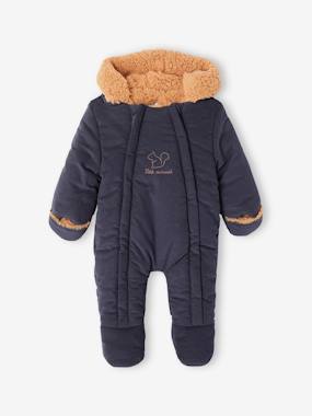 -Velour Pramsuit, Sherpa Lining, for Babies