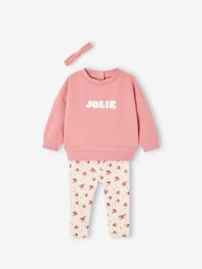 Baby-Sweatshirt + Leggings + Headband Ensemble for Baby Girls