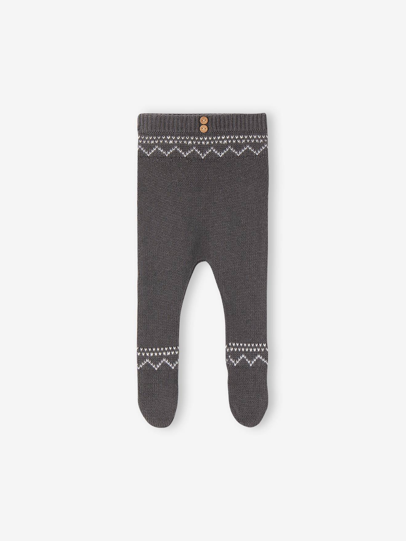 Pantalon avec pieds en maille jacquard bebe bleu ardoise Bebe