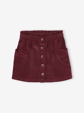 Girls-Corduroy Skirt with Heart Pockets for Girls