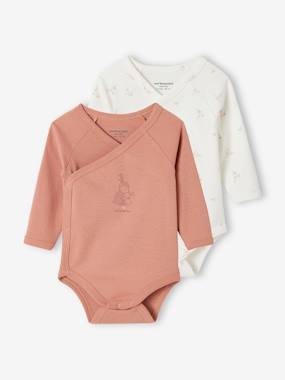 Baby-Bodysuits-Pack of 2 Long Sleeve Bodysuits in Organic Cotton for Newborn Babies