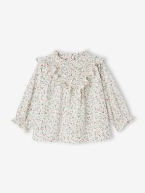 Baby-Floral Blouse with Smocking & Ruffles for Babies