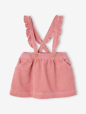 -Corduroy Skirt with Ruffled Straps, for Babies