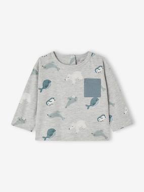 Baby-T-shirts & Roll Neck T-Shirts-T-shirts-Long Sleeve Top with Polar Animals Motifs for Babies