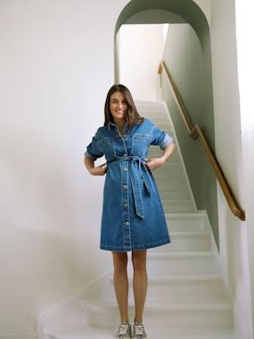 Maternity-Denim Shirt-Like Dress, Maternity & Nursing Special