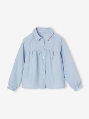 Girls-Blouses, Shirts & Tunics-Poplin Shirt with A-Line Cut for Girls