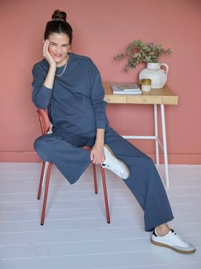 Maternity-Wide Leg Trousers & Sweatshirt Combo for Maternity