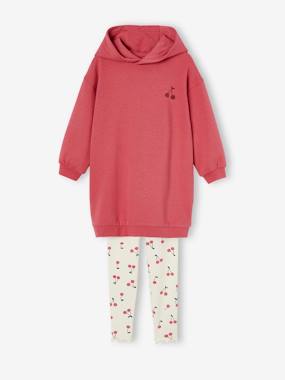 -Hooded Dress in Fleece & Leggings for Girls