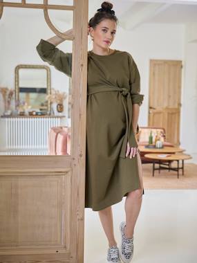 Maternity-Fleece Dress with Belt for Maternity