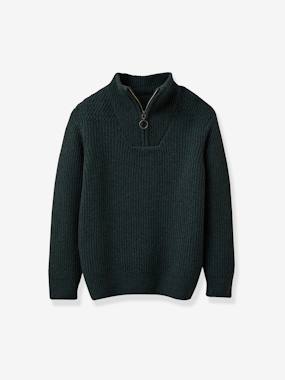 Boys-Cardigans, Jumpers & Sweatshirts-CYRILLUS high-neck zip-up sweater