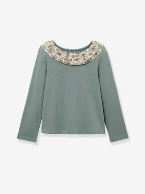 Girls-Tops-CYRILLUS organic cotton Liberty® fabric collar girls' t-shirt