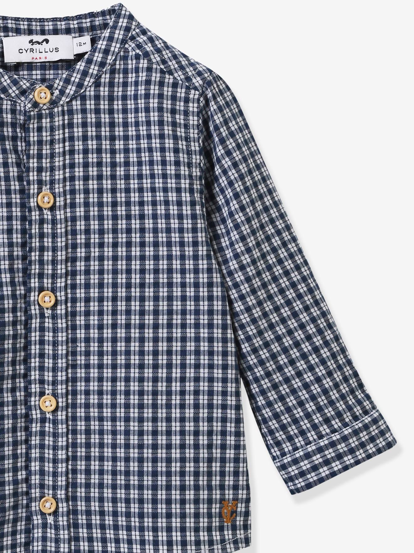 Gadid Anoniem Cyril/Plaid チェックシャツ CYRILLUS baby gingham shirt - chequered navy blue, Baby
