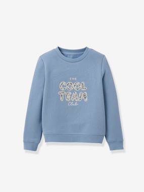 Girls-Cardigans, Jumpers & Sweatshirts-Sweatshirts & Hoodies-Cool Team girls' sweatshirt in Liberty fabric - organic cotton CYRILLUS