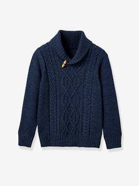 Boys-Cardigans, Jumpers & Sweatshirts-CYRILLUS shawl-collar sweater