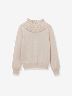 Girls-Cardigans, Jumpers & Sweatshirts-Jumpers-CYRILLUS cotton and cashmere girls' sweater