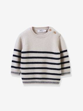 Baby-Jumpers, Cardigans & Sweaters-Striped baby sweater CYRILLUS