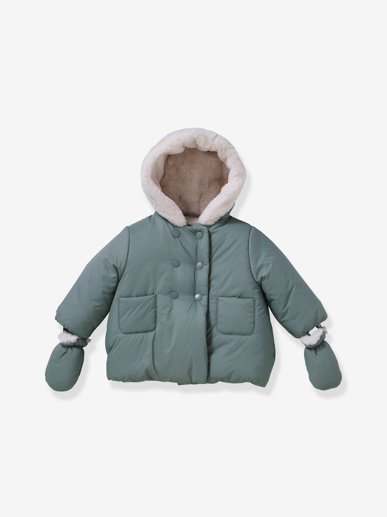 CYRILLUS sherpa-lined puffer jacket green, Baby