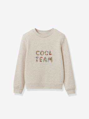 Girls-Cardigans, Jumpers & Sweatshirts-Sweatshirts & Hoodies-Cool Team girls' sweatshirt in Liberty fabric - organic cotton CYRILLUS