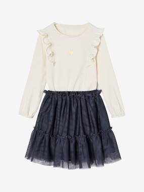 Girls-Outfits-Ruffled Top & Tulle Skirt Ensemble for Girls