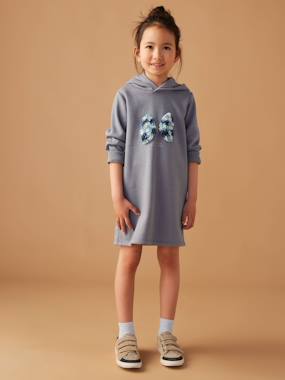 Girls-Fleece Dress with Hood & Fancy Details for Girls