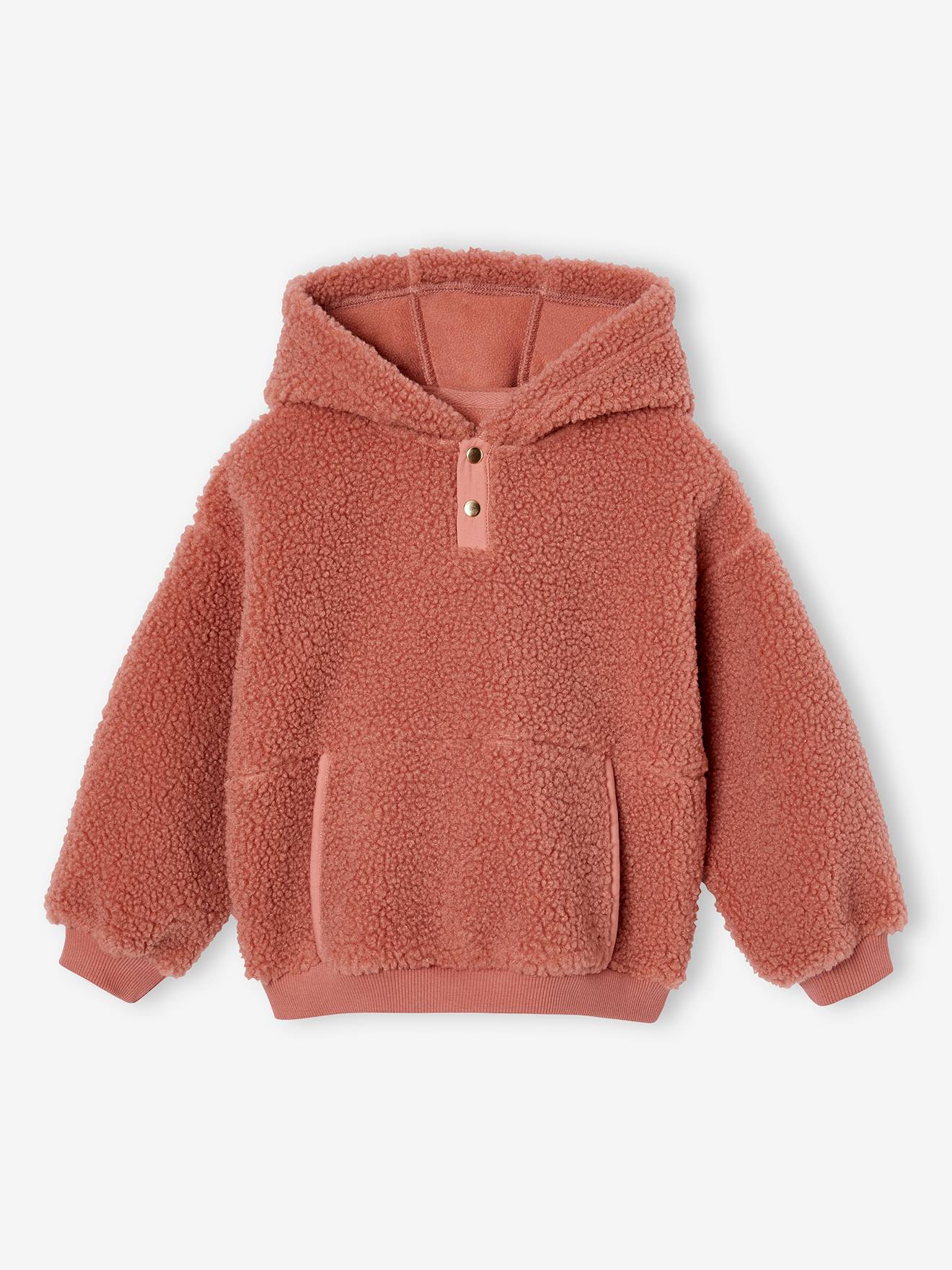 Hooded Sherpa Sweatshirt for Girls mauve Girls