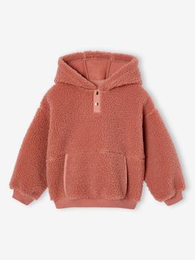 Girls-Cardigans, Jumpers & Sweatshirts-Hooded Sherpa Sweatshirt for Girls