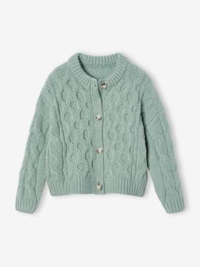 -Cable Knit Cardigan for Girls