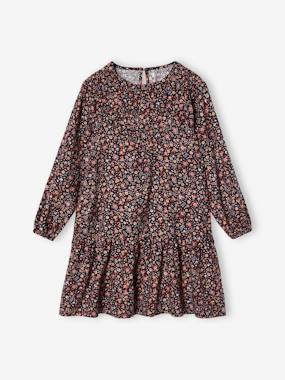 Girls-Frilly Dress with Flower Motifs for Girls