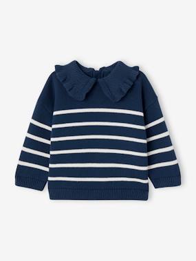 Baby-Striped Jumper with Ruffled Collar for Babies