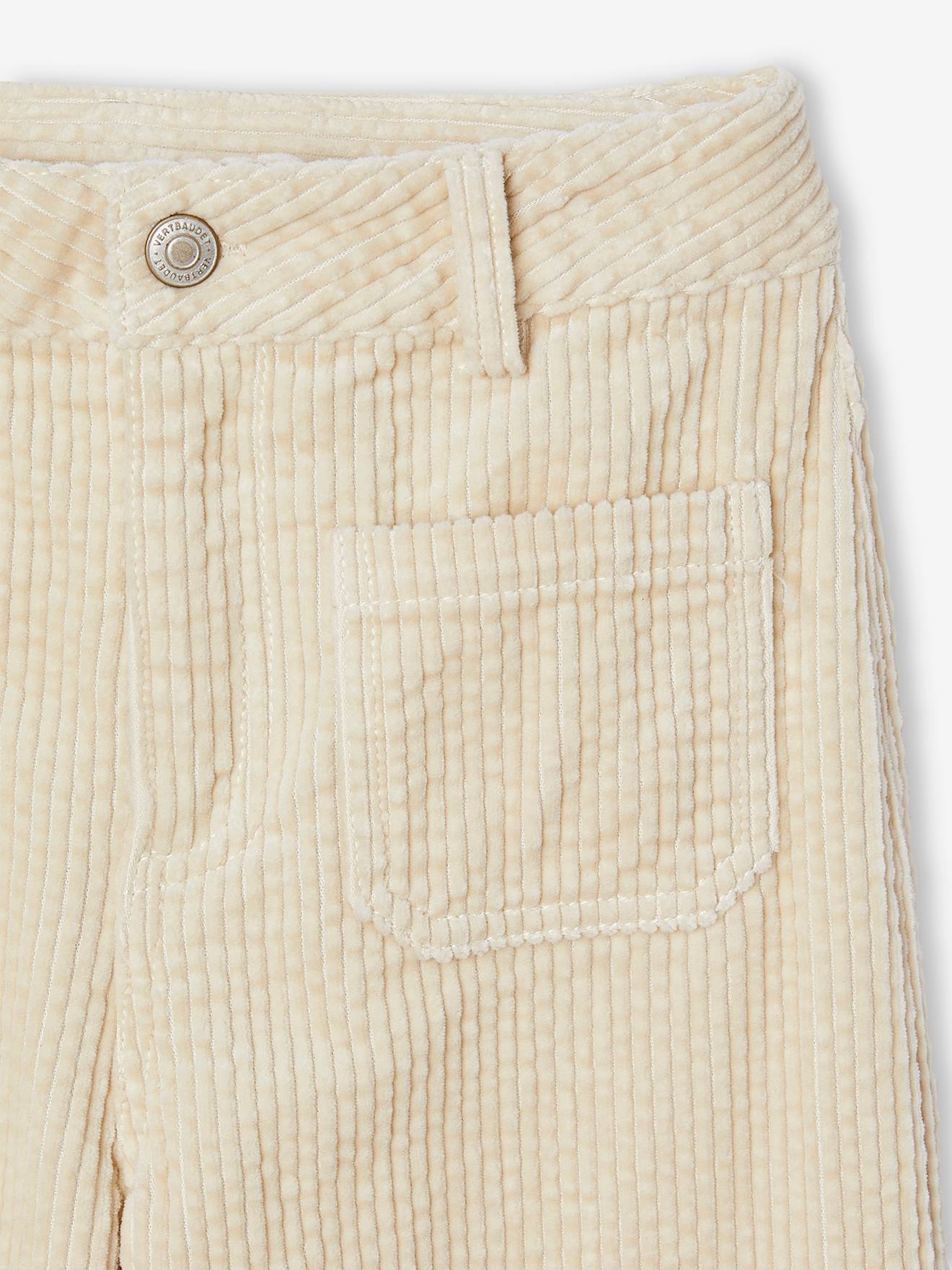 Wide-Leg Corduroy Trousers for Girls - beige, Girls