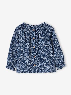 Baby-Blouses & Shirts-Floral Blouse in Cotton Gauze for Baby Girls