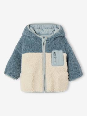 Bébé-Manteau, combipilote, nid d'ange-Blouson à capuche réversible bébé 1 face colorblock, 1 face unie