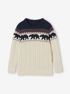 Boys-Cardigans, Jumpers & Sweatshirts-Jumpers-Cable Knit Jacquard Jumper for Boys