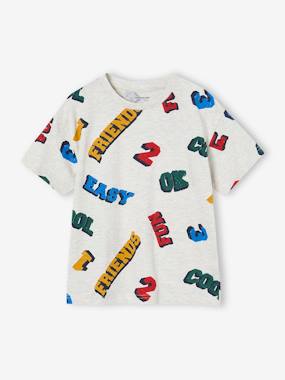 Boys-Tops-Short Sleeve T-Shirt with XXL Inscriptions for Boys