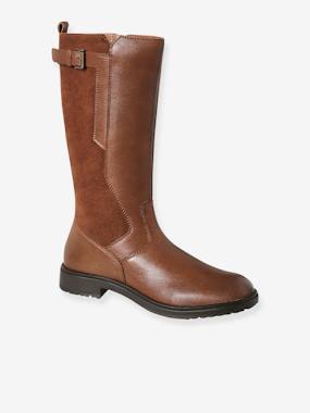 Boots cavalière zippées cuir fille  - vertbaudet enfant