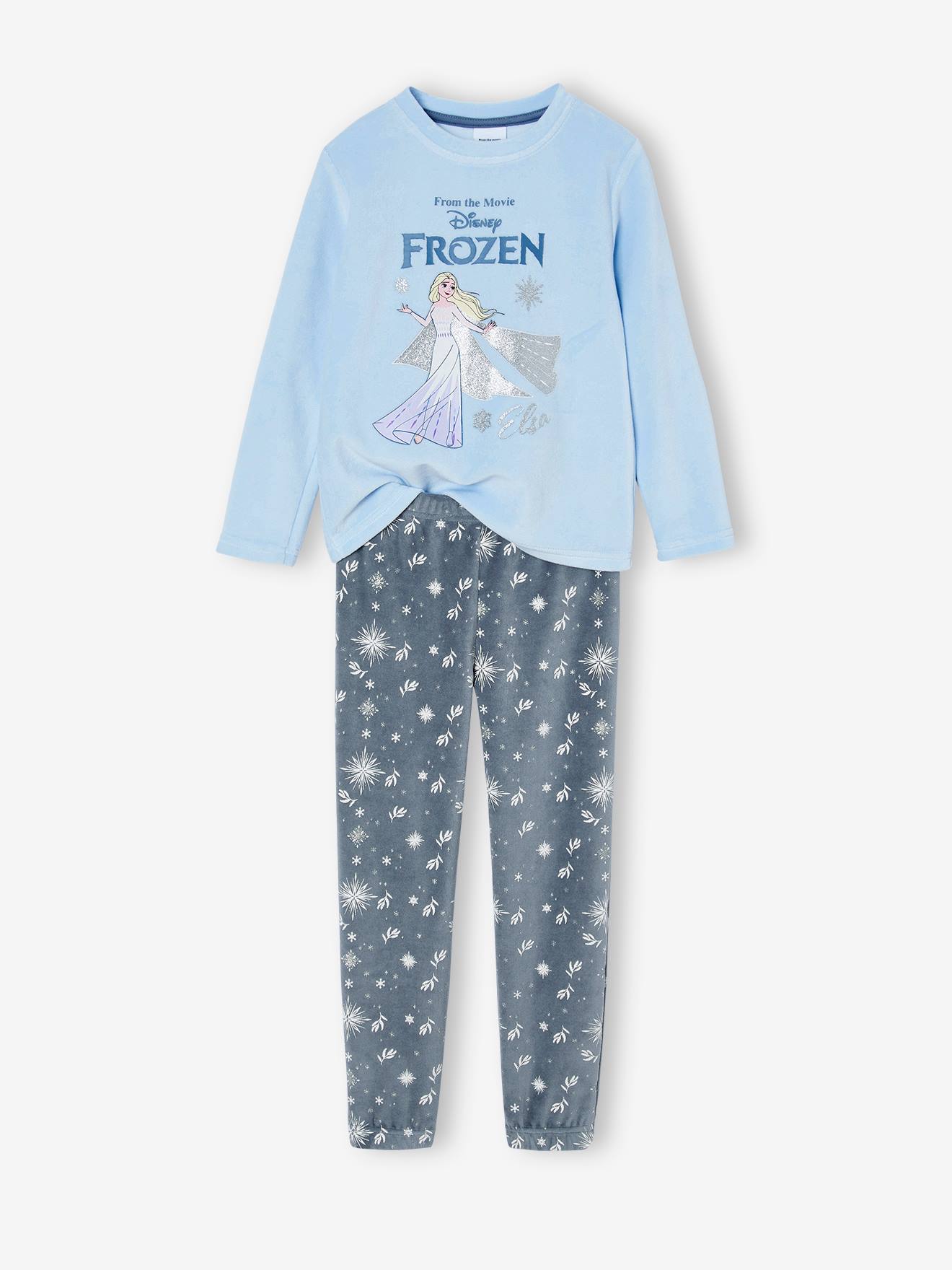 Pyjama velours fille Disney La Reine des Neiges fille bleu grisé