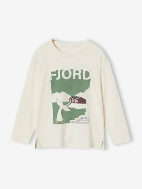 Boys-Tops-Long Sleeve T-Shirt with Fjord Motif, for Boys