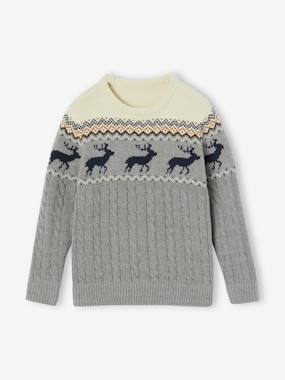 Boys-Cardigans, Jumpers & Sweatshirts-Jumpers-Cable Knit Jacquard Jumper for Boys