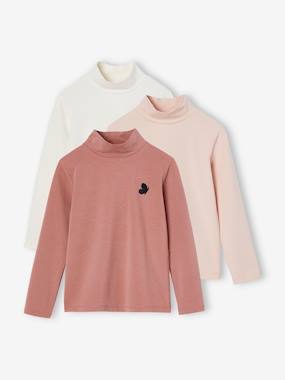 Fille-T-shirt, sous-pull-Lot de 3 tee-shirts BASICS à col montant fille