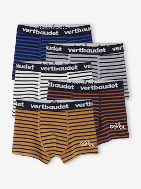 Boys-Pack of 5 Striped Boxer Shorts for Boys