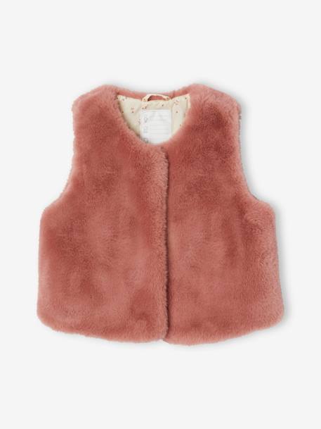 Gilet sans manches imitation fourrure fille BLANC CLAIR UNI+blush - vertbaudet enfant 