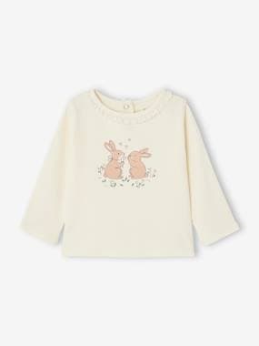 -Rib Knit "Rabbits" Top with Fancy Collar, for Newborns