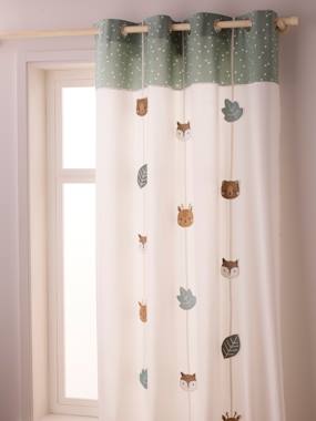 Bedding & Decor-Decoration-Semi-Sheer Curtain with Eyelets & Animals Print, Green Forest