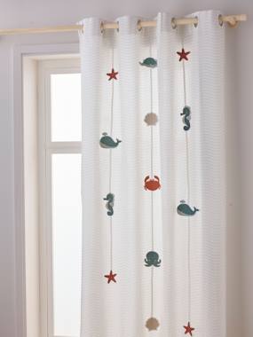 Bedding & Decor-Semi-Sheer Curtain with Eyelets & Marine Animals, Under the Ocean