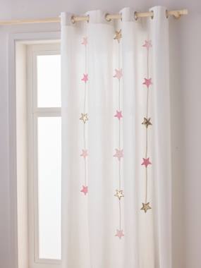 Bedding & Decor-Semi-Sheer Curtain with Eyelets & Starry Garlands