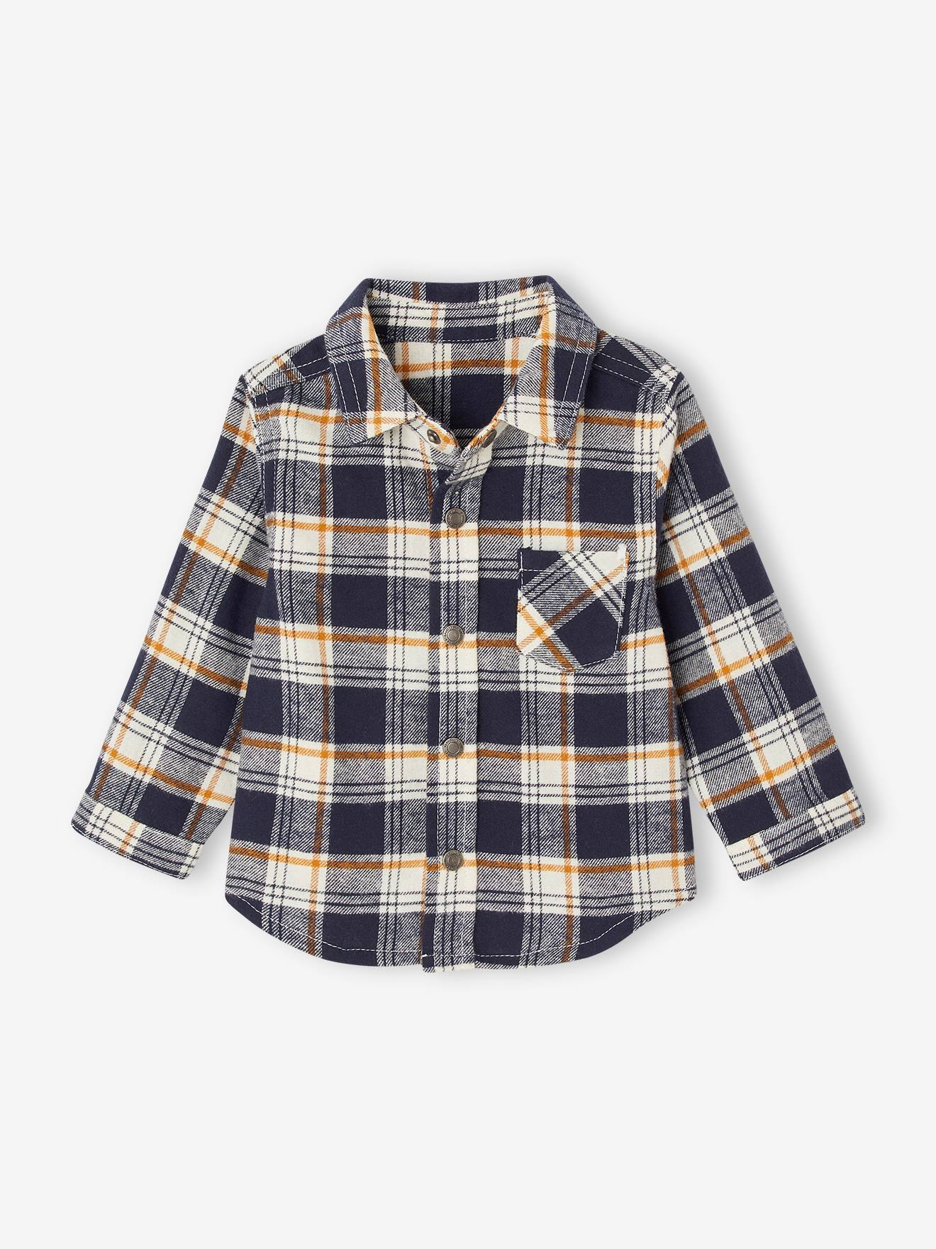 Chequered Flannel Shirt for Babies navy blue, Baby