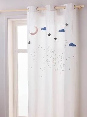 Bedding & Decor-Decoration-Semi-Sheer Curtain with Eyelets & Clouds & Stars Garland