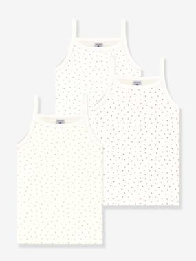 Fille-Lot de 3 débardeaurs à bretelles petits coeurs PETIT BATEAU