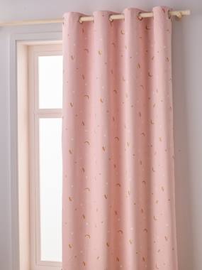 -Blackout Curtain with Eyelets & Glow-in-the-Dark Rainbow Print