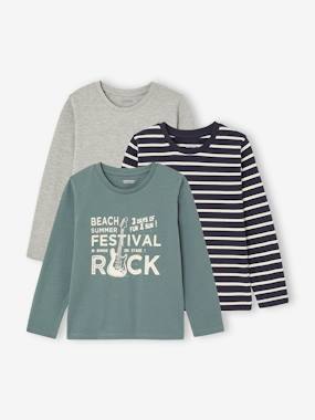 Garçon-T-shirt, polo, sous-pull-Lot de 3 T-shirts Basics garçon manches longues